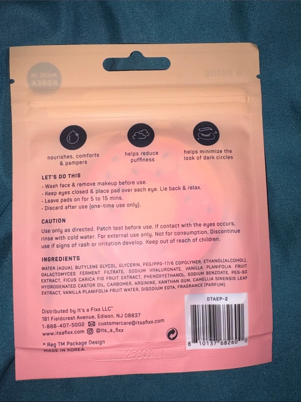 Donut Comforting & Cucumber Cooling Eye Pads - Pink & green